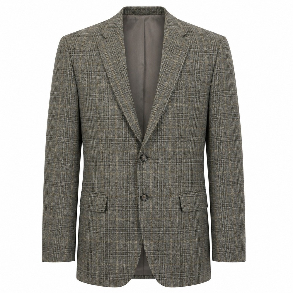 Jos A Bank Mens 41L Wool Blazer Sport Coat Brown Glen Plaid Two Button Jacket